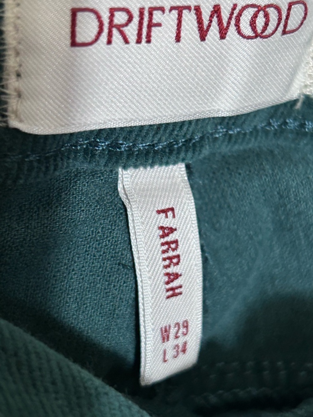 NWT  Driftwood Farrah Embroidered Corduroy Flare Jeans 25 and 29 Forest Green - Picture 8 of 13